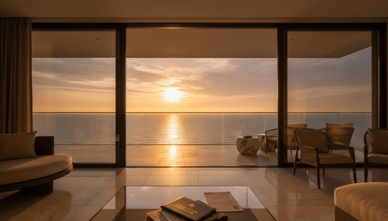 Modern apartment balcony with Black Sea view in Batumi