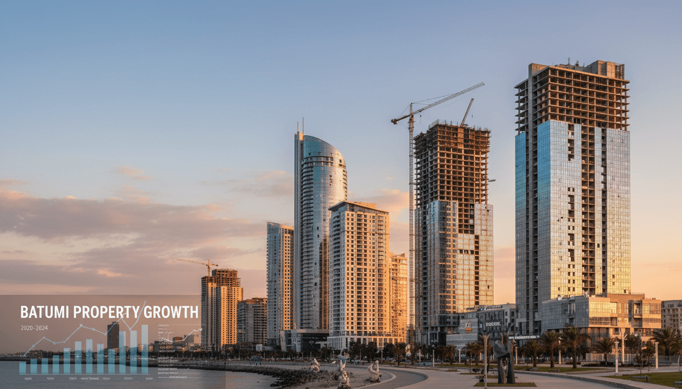 Batumi skyline showing modern residential development and market growth