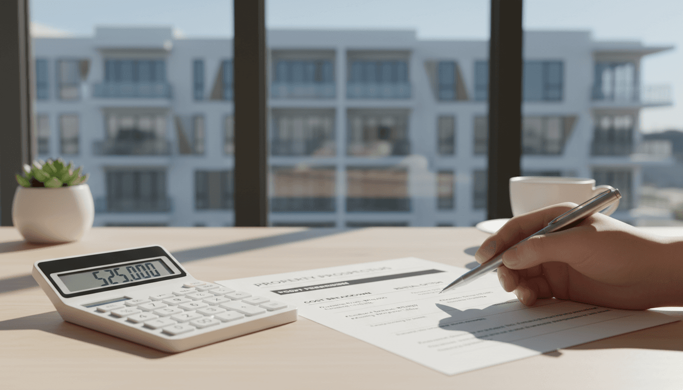 Property cost breakdown showing low down payment requirements