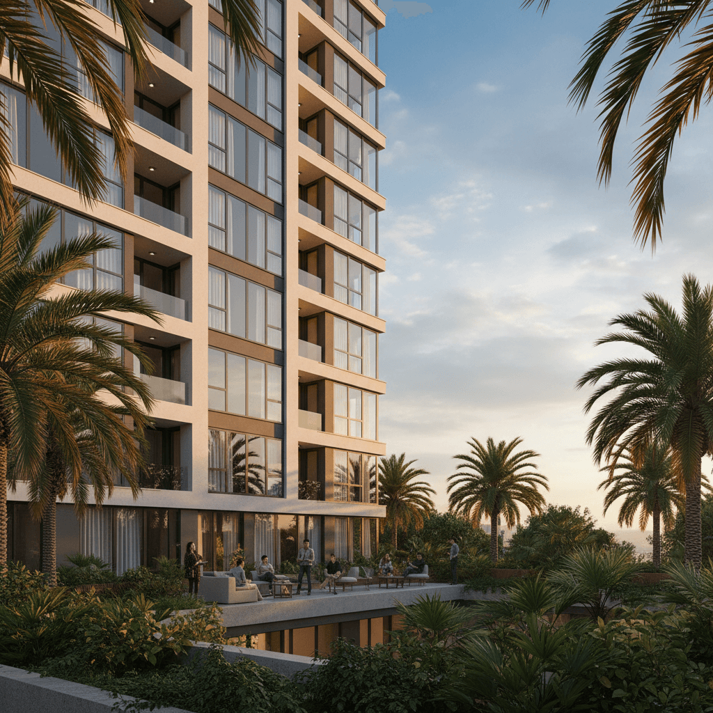 Modern residential building in Batumi with courtyard