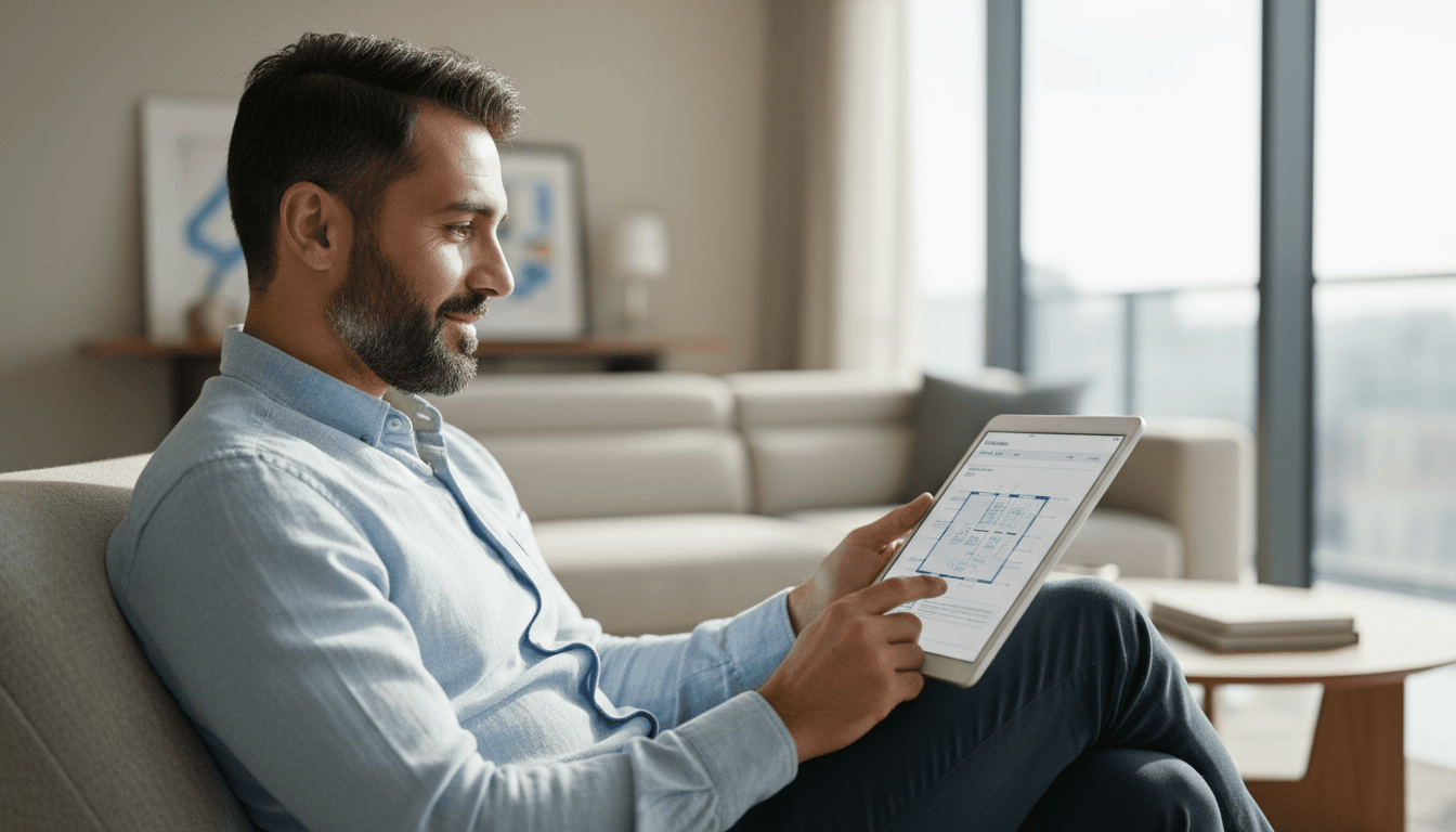 International investor reviewing property details in a modern Batumi apartment