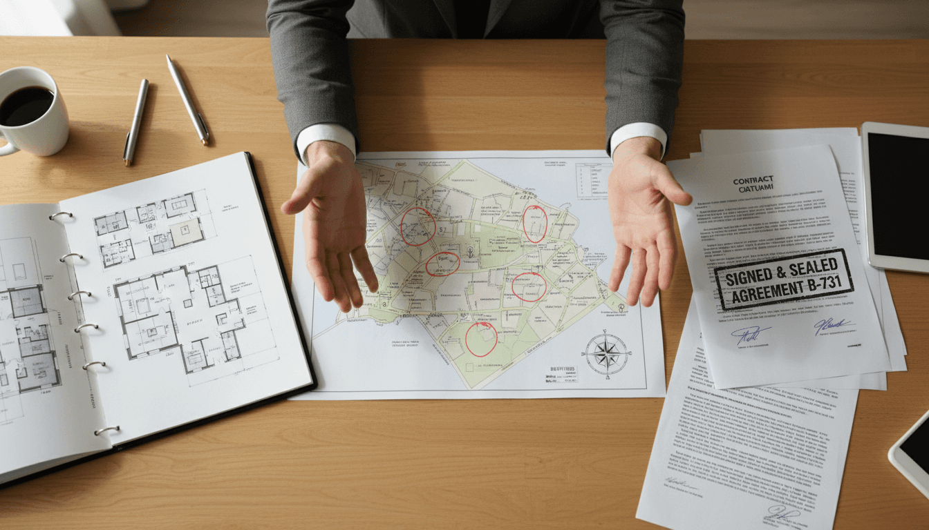 Real estate professional guiding foreign buyer through purchase process