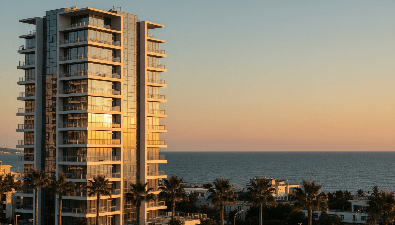 Modern residential tower in Batumi overlooking the Black Sea